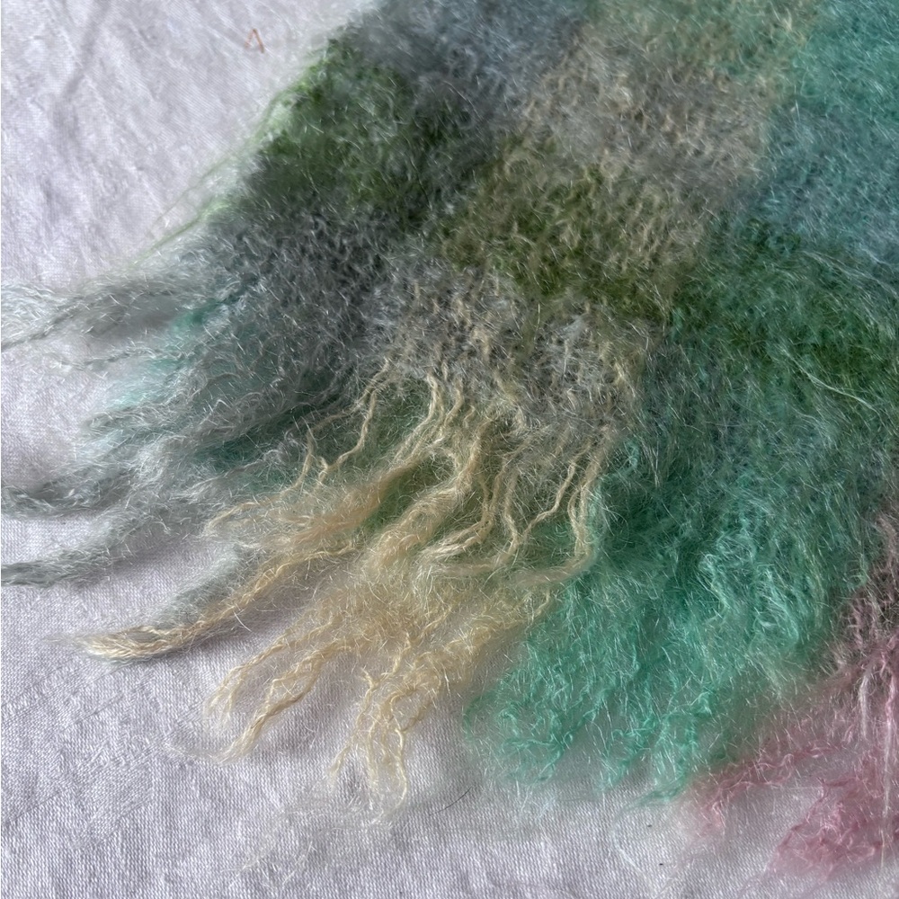 Vintage Simpsons Creagaran Mill 100% Mohair From Scotland Multicolour 46”x11” - Picture 4 of 10
